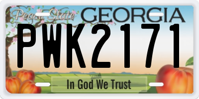 GA license plate PWK2171