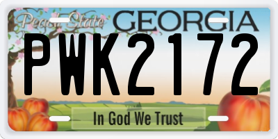 GA license plate PWK2172