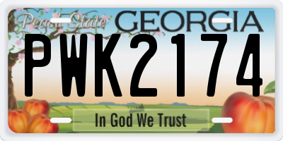 GA license plate PWK2174