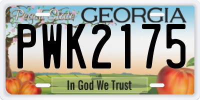 GA license plate PWK2175