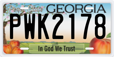 GA license plate PWK2178