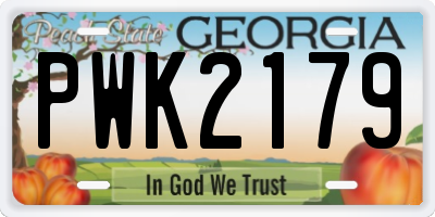 GA license plate PWK2179