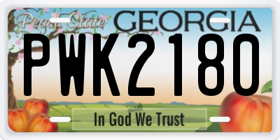 GA license plate PWK2180