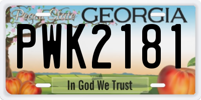 GA license plate PWK2181