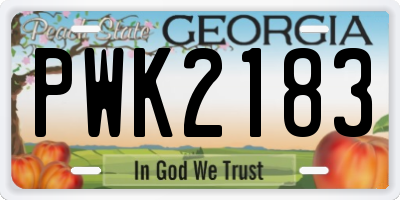 GA license plate PWK2183