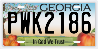 GA license plate PWK2186