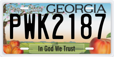 GA license plate PWK2187