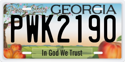 GA license plate PWK2190