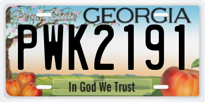 GA license plate PWK2191