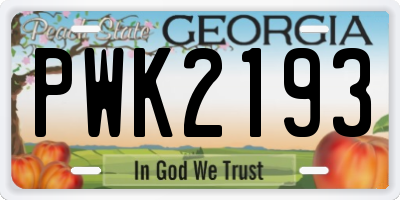 GA license plate PWK2193