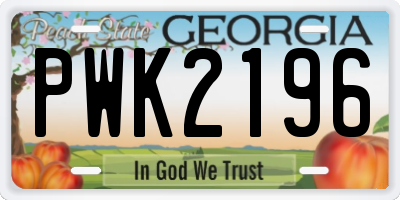 GA license plate PWK2196