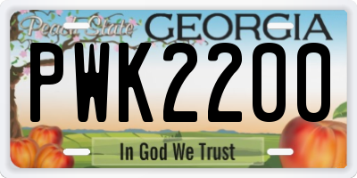 GA license plate PWK2200