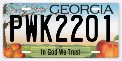 GA license plate PWK2201