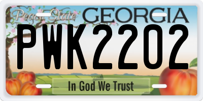 GA license plate PWK2202
