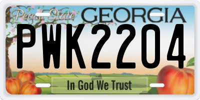 GA license plate PWK2204
