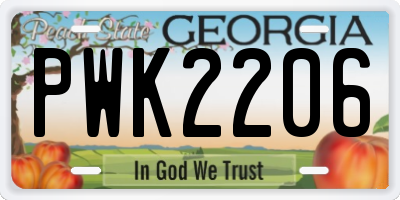 GA license plate PWK2206