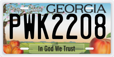 GA license plate PWK2208