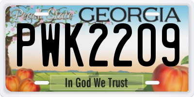 GA license plate PWK2209