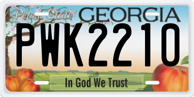 GA license plate PWK2210