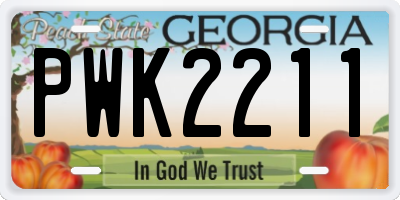 GA license plate PWK2211