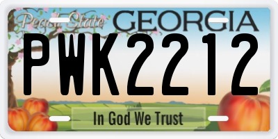GA license plate PWK2212