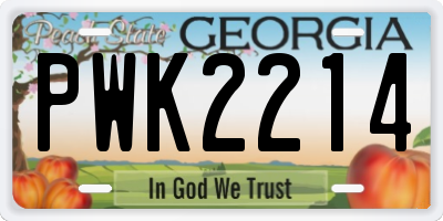 GA license plate PWK2214