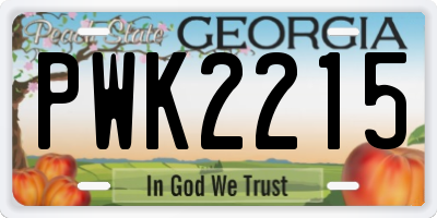 GA license plate PWK2215