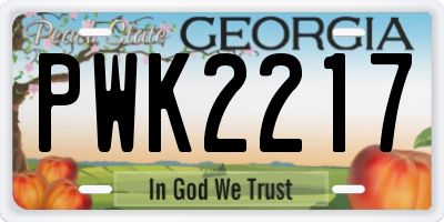 GA license plate PWK2217