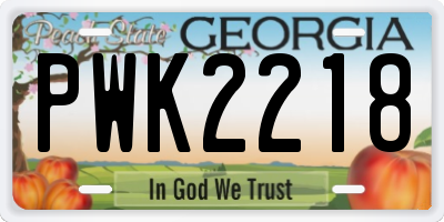 GA license plate PWK2218