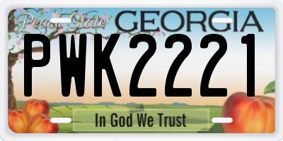GA license plate PWK2221