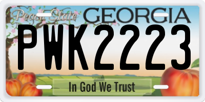 GA license plate PWK2223