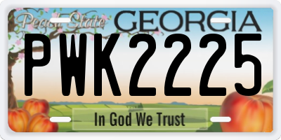 GA license plate PWK2225