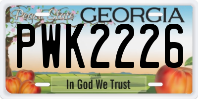 GA license plate PWK2226
