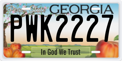GA license plate PWK2227
