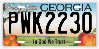 GA license plate PWK2230