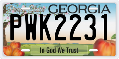 GA license plate PWK2231