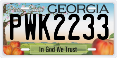 GA license plate PWK2233