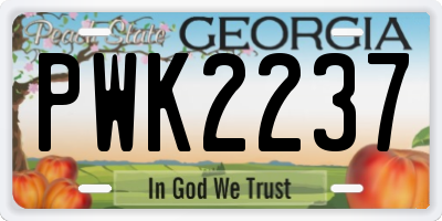 GA license plate PWK2237