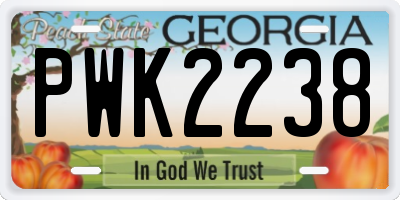 GA license plate PWK2238
