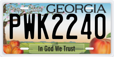 GA license plate PWK2240