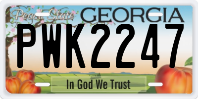 GA license plate PWK2247