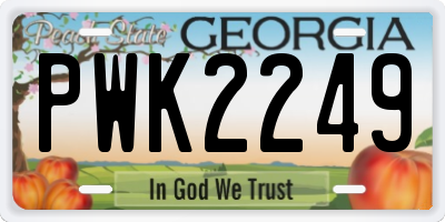 GA license plate PWK2249