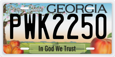 GA license plate PWK2250