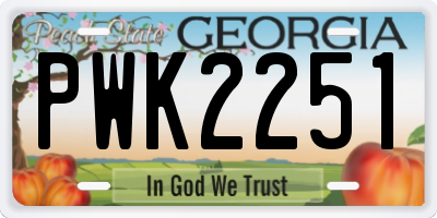GA license plate PWK2251
