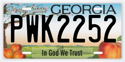 GA license plate PWK2252