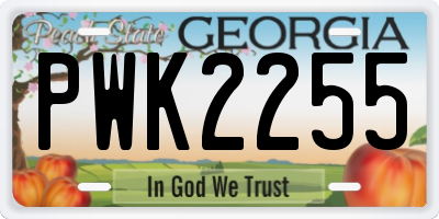 GA license plate PWK2255