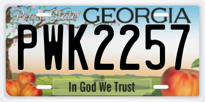 GA license plate PWK2257
