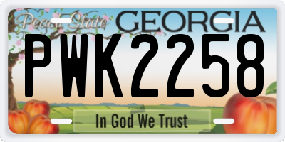 GA license plate PWK2258