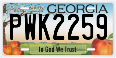 GA license plate PWK2259
