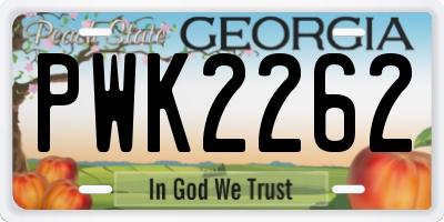 GA license plate PWK2262